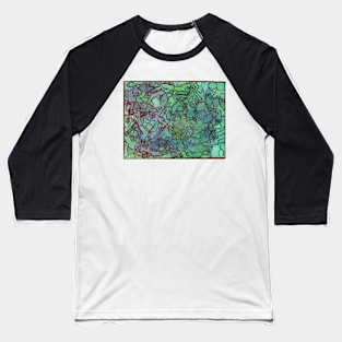 Abstract Shapes Watercolor in Green Baseball T-Shirt